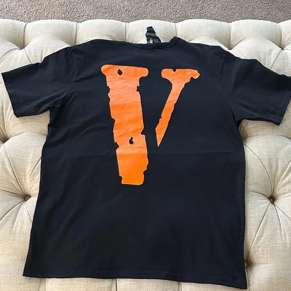 VLONE Black Tee with Orange Print